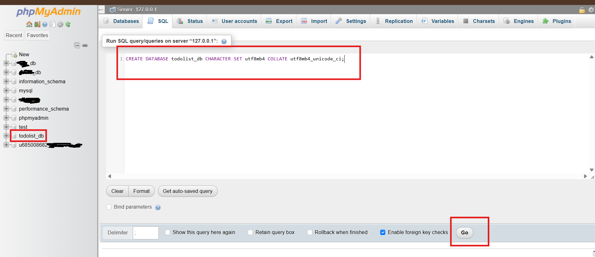 Créer une base dans phpMyAdmin